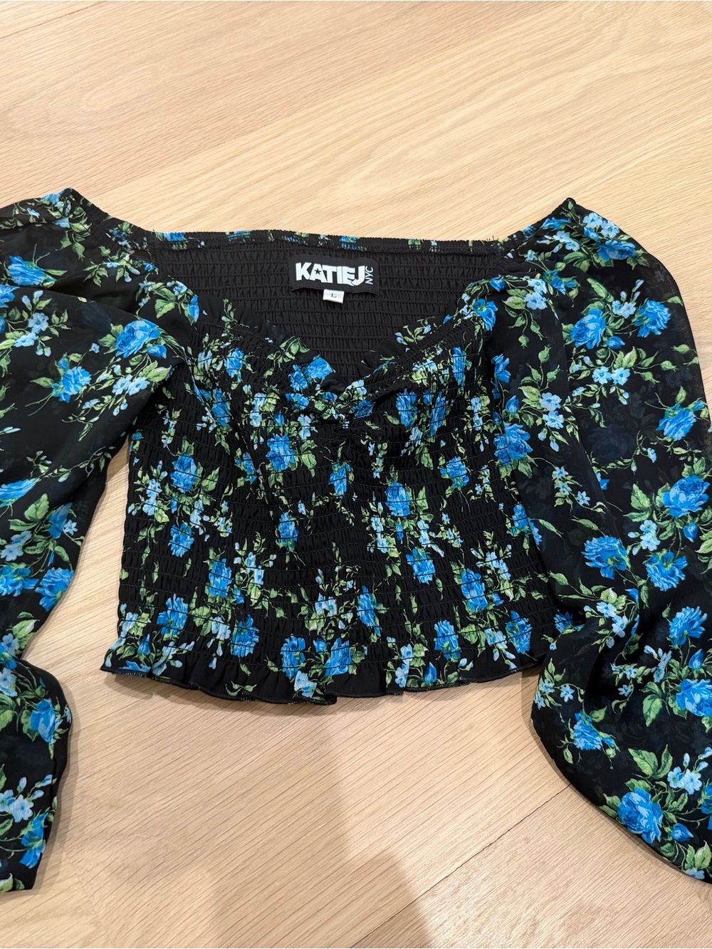 Katie J NYC tween large Smocked Floral Crop Top